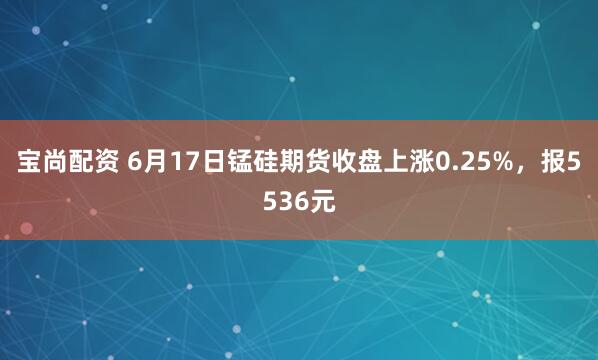 宝尚配资 6月17日锰硅期货收盘上涨0.25%，报5536元